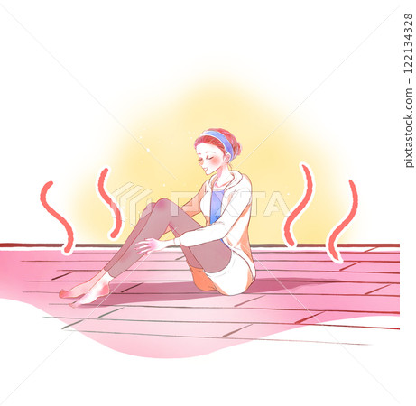 Floor heating and a warm-looking woman 122134328