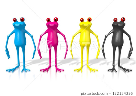 Four frogs in cyan, magenta, yellow and black colors Four frogs in cyan, magenta, yellow and black colors 122134356