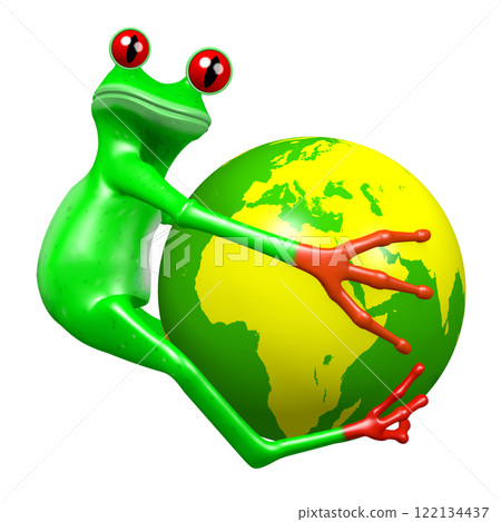 Cartoon frog and Earth 122134437