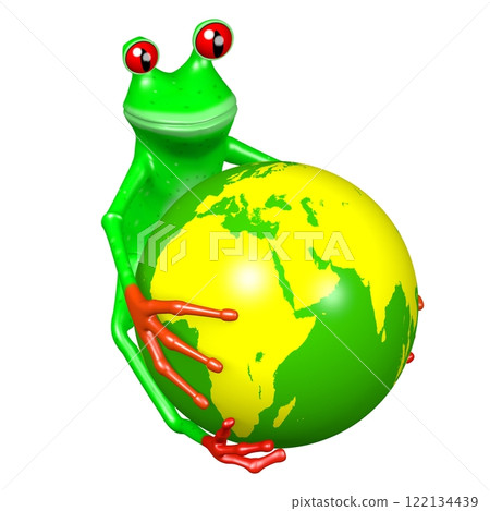 Cartoon frog and Earth 122134439