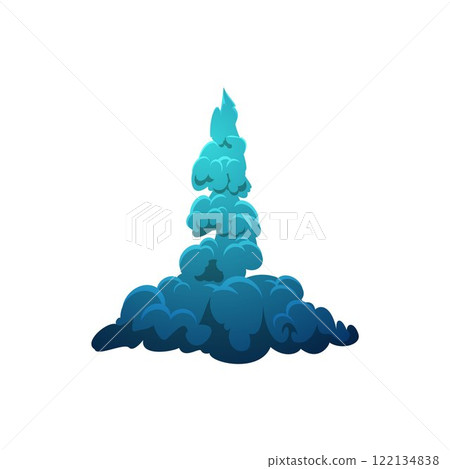 Vector illustration of rocket launch trail with smoke blue-green cloud. 122134838