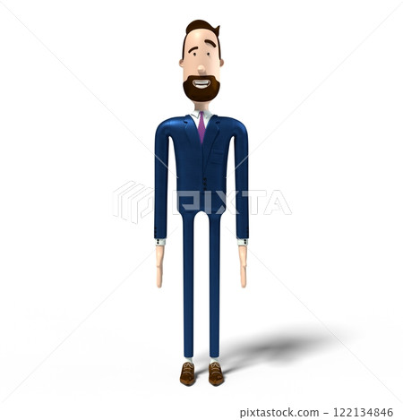 Handsome cartoon businessman isolated on white background - 3D illustration Handsome cartoon businessman isolated on white background - 3D illustration 122134846