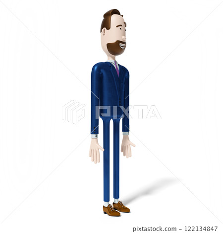 Handsome cartoon businessman isolated on white background - 3D illustration Handsome cartoon businessman isolated on white background - 3D illustration 122134847