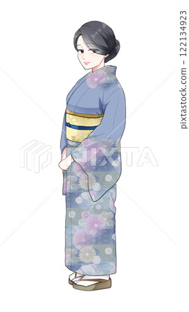 Woman in kimono smiling Woman in kimono smiling 122134923