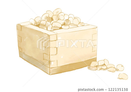 現實正方形中節分豆的水彩插圖 122135138