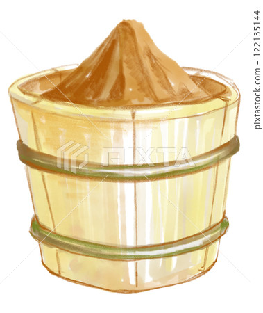 現實的味噌和桶水彩插圖 122135144