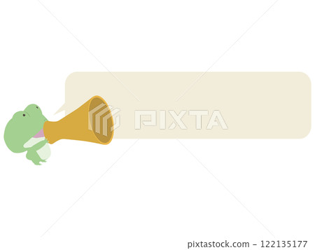 Frog speaking through a megaphone. With speech bubble 122135177