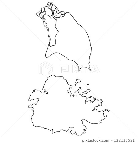 Outline border island Antigua and Barbuda, Lesser Antilles Caribbean Sea Outline border island Antigua and Barbuda, Lesser Antilles Caribbean Sea 122135551