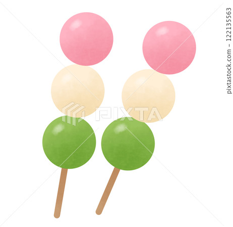 Illustration of three-colored chewy dumplings 122135563
