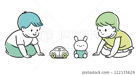 younger, playing, vector 122135629
