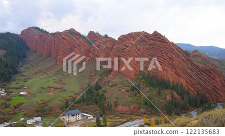 Jeti Oguz canyon or Seven Bulls Rocks in Issyk-Kul Region, Kyrgyzstan 122135683
