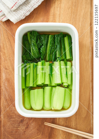 Simple and healthy boiled komatsuna – a classic Japanese side dish Simple and healthy boiled komatsuna – a classic Japanese side dish 122135697