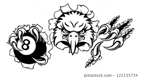 Eagle Pool 8 Ball Billiards Mascot Cartoon 122135734