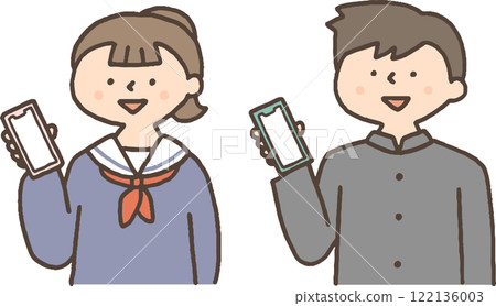 有智慧型手機的男性和女性學生 122136003