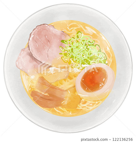 Aerial view of realistic salt ramen 122136256