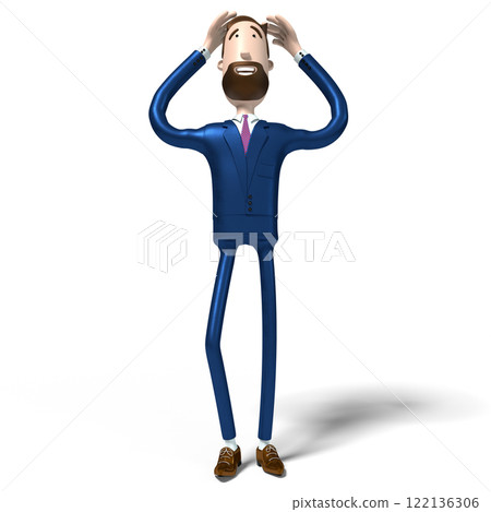 Thinking cartoon businessman - 3D illustration Thinking cartoon businessman - 3D illustration 122136306