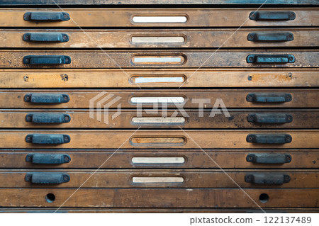 Vintage letterpress type storage Vintage letterpress type storage 122137489