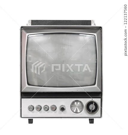 Vintage black and white portable television 122137560