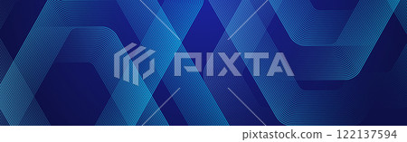 Digital futuristic technology concept with hexagons. Digital hexagonal blue abstract background. Geometric stripe line art design for poster, brochure, cover, banner, website, header 122137594