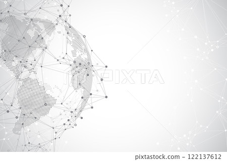 Global network connection banner design template idea. Header social network communication in the global business concept. Internet technology. Big data visualization. Vector illustration 122137612