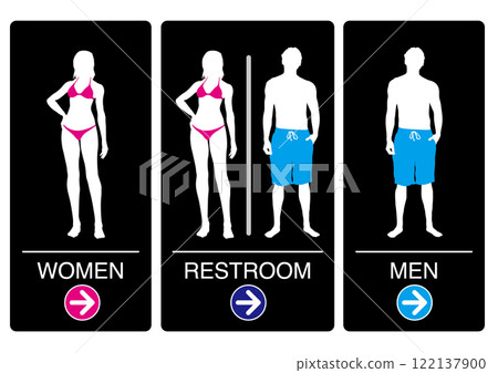 Toilet sign to the right 122137900