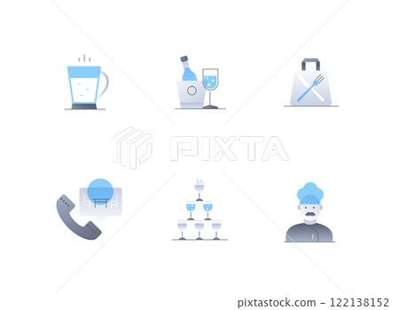 Drinks and food - flat design style icons set 122138152