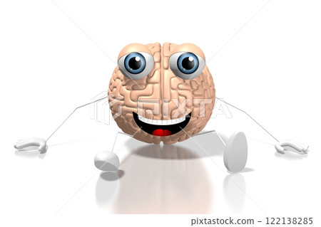 3D brain cartoon character - isolated on white background 122138285
