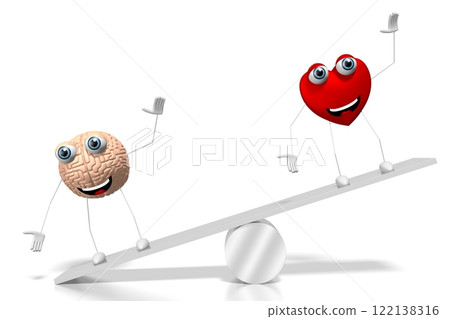 3D heart and brain cartoon characters, swing concept - great for topics like emotions etc. 3D heart and brain cartoon characters, swing concept - great for topics like emotions etc. 122138316