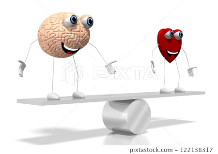 3D heart and brain cartoon characters, swing concept - great for topics like emotions etc. 3D heart and brain cartoon characters, swing concept - great for topics like emotions etc. 122138317