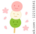 Three-colored dumpling characters enjoying cherry blossom viewing 122138341