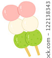 Two cute three-colored dumplings in gentle colors 122138343
