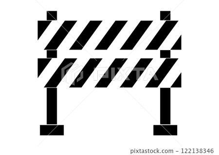 Hurdle roadblock sign, safety protectot icon, symbol. Boundary fence, equipment. security system. Road barrier. 122138346