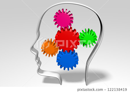 Head shape with gears - thinking concept 122138419