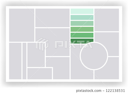 Photo collage template. Album brandboard, set portfolio images. Mood board background. Mosaic picture frame. Gallery banner. Vector illustration 122138531