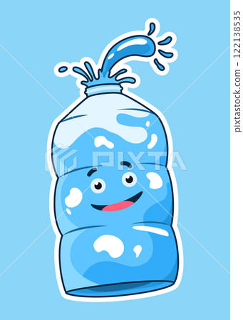 Water drop cartoon character, face emotion. Water character expression vector illustration. Save water. Sweat isolated emoticon icon 122138535