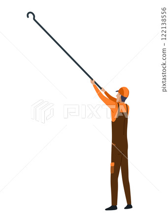 Metallurgy industry worker. Steel industry banner symbol. Industrial equipment for casting metal. Cartoon flat vector illustration Metallurgy industry worker. Steel industry banner symbol. Industrial equipment for casting metal. Cartoon flat vector illustration 122138556