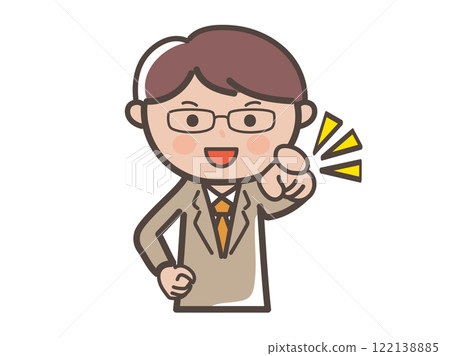 Illustration of a male businessman wearing glasses pointing Illustration of a male businessman wearing glasses pointing 122138885
