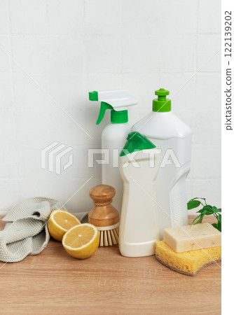 Eco friendly cleaning products promoting sustainable housekeeping practices 122139202