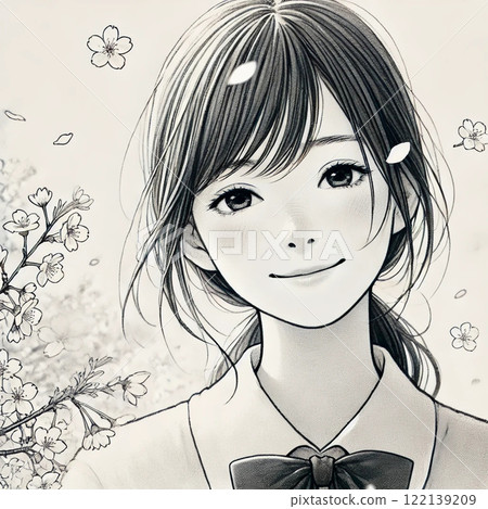 A high school girl smiling gently 122139209