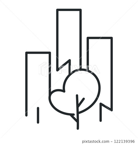 Ecology line art icon, nature and environment. Protection, planet care, natural recycling power. Vector ecology line art illustration Ecology line art icon, nature and environment. Protection, planet care, natural recycling power. Vector ecology line art illustration 122139396