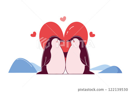 Adorable penguins expressing affection towards each other in vector flat illustration style Adorable penguins expressing affection towards each other in vector flat illustration style 122139530