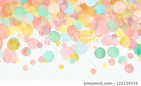 Spring image, watercolor colorful polka dot paint background 122139558