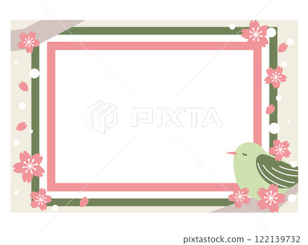 Cherry blossom and nightingale frame illustration 122139732
