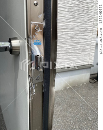 Door forced open by a burglar 122140451