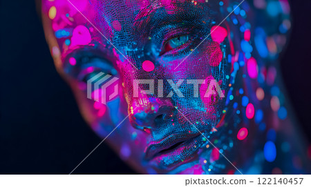 彩色圖案的女人的臉 彩色圖案的女人的臉 122140457