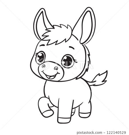 Doodle Vector Illustration of a Baby Donkey in Cartoon Style 122140529