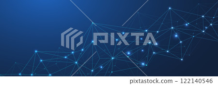 Digital abstract connection dots and lines. Network connection structure. Technology polygonal background. Plexus effect. Vector Illustration. 122140546