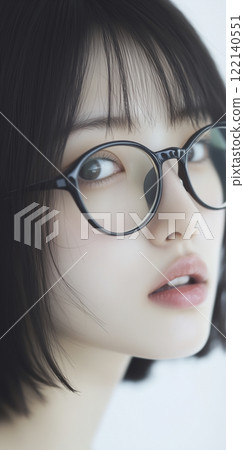 Japanese woman wearing round glasses 122140551
