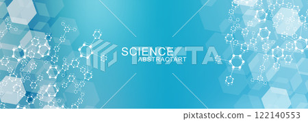 Modern health care abstract background with lines, dots and hexagons. Medical innovation banner template concept. Vector illustration. 122140553