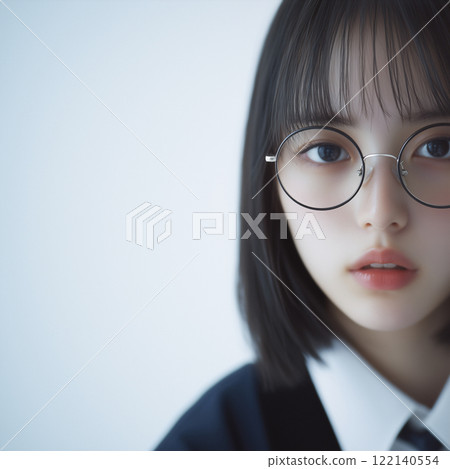 Japanese woman wearing round glasses 122140554